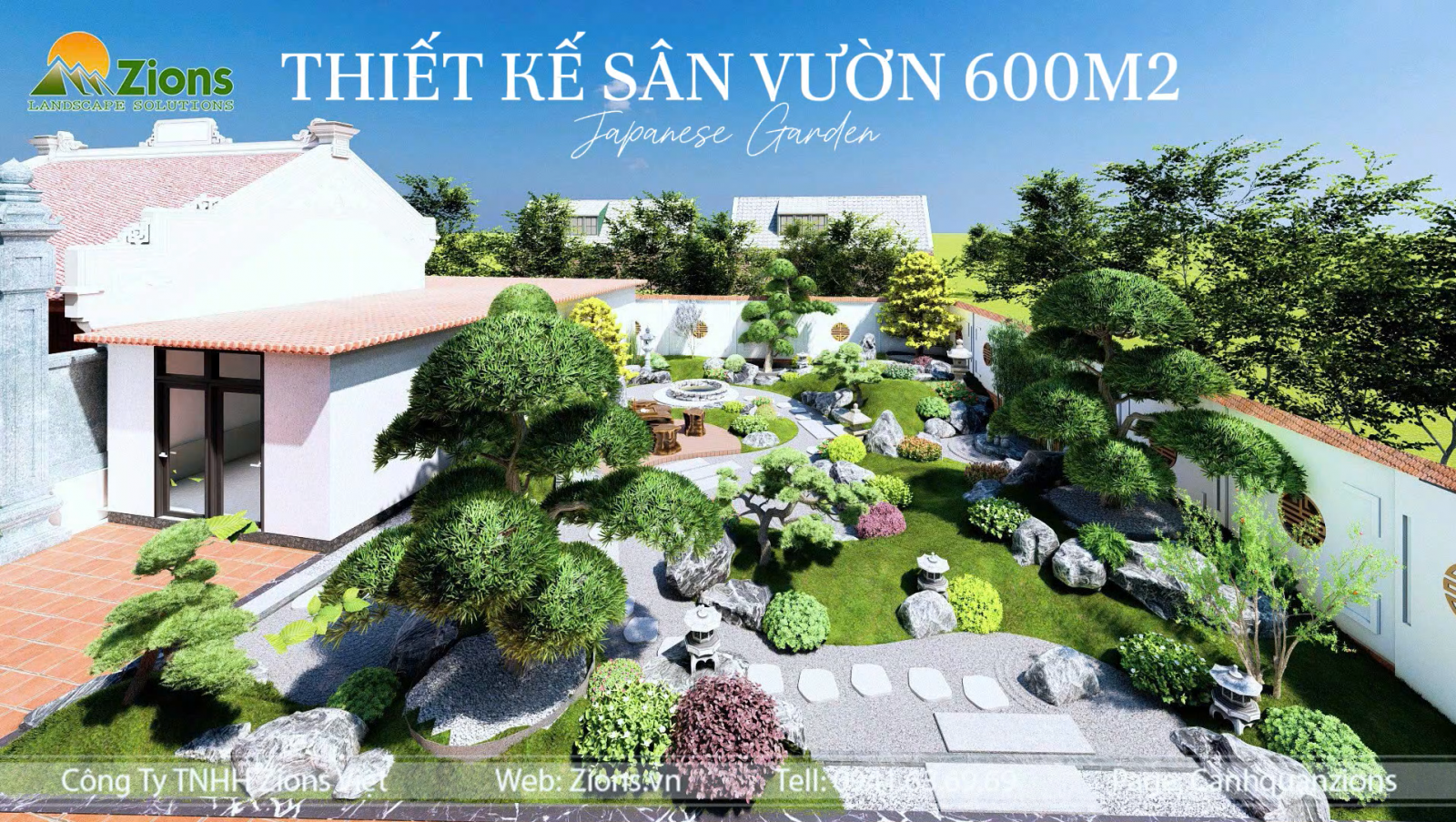 Thiết kế sân vườn Nhật Bản 600m2 tại Nghệ An | Zion's Design